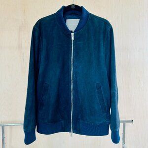 Neiman Marcus Suede Bomber Jacket – Deep Teal Blue (Men’s Large)